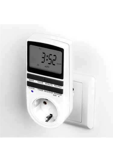 Samdoo Büyük Lcd Ekranlı Programlanabilir Zaman Rölesi - 16a/3680w Güç, 8 Fonksiyonlu Akıllı Priz