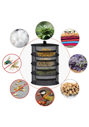 Tineke 4 Katlı Meyve Sebze Kurutma Filesi Katlanabilir Siyah