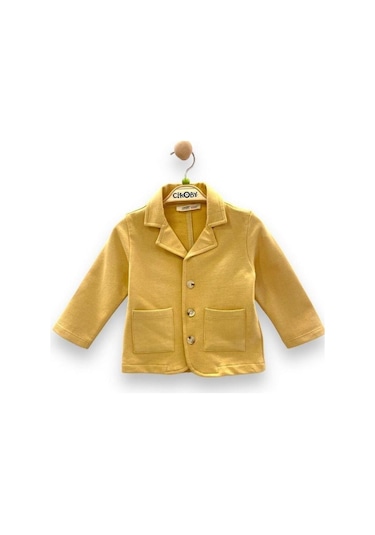 Erkek Bebek Örme Hırka Ceket-13809 Hardal