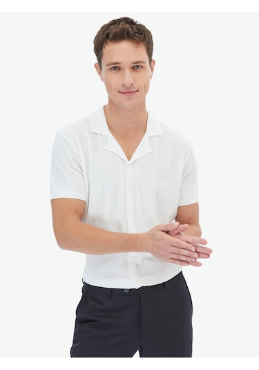 Ekru Regular Fit Casual Gömlek Ekru