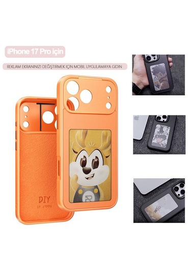 İphone 17 Pro Dört Renkli E-mürekkep Ekran Telefon Kılıfı - Turuncu Turuncu