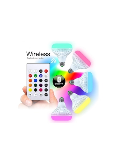 Forland Bluetooth Hoparlör Akıllı Led Ampul 12 Renkli Kumandalı