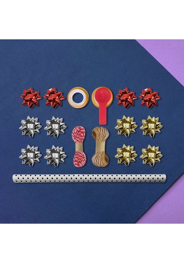 Siyah Puantiyeli Beyaz Ambalaj Kağıdı Seti, 10 Rulo Kağıt 70x100c