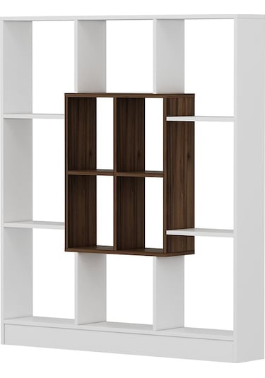 Mars Kitaplık - Parlak Beyaz / Ceviz