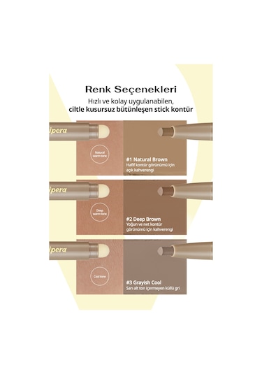Pratik Uygulanan Çift Taraflı Kontür Stick Perıpera V Shading Blending Stick 002 Deep Brown