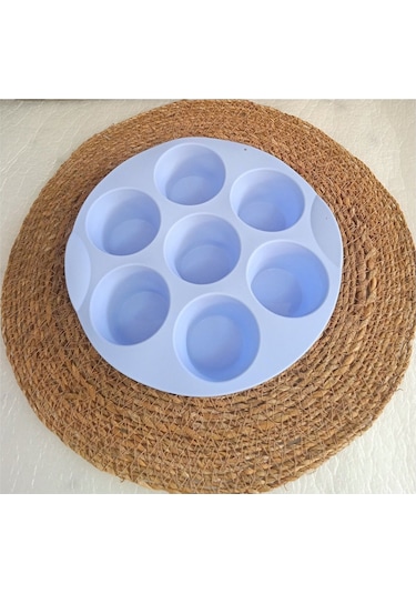 Silikon Yuvarlak Muffin 7 Li Kek Kalıbı Tartolet Kalıbı Mavi