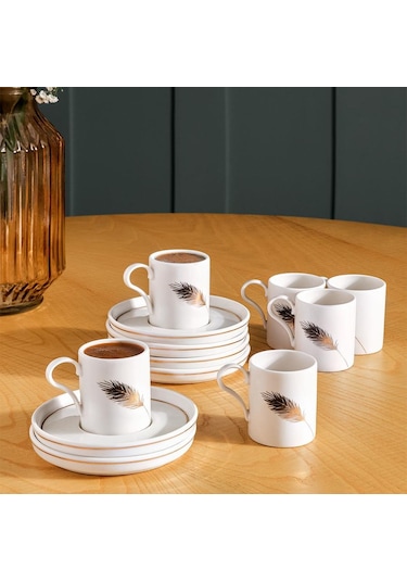 Kütahya Porselen Bone Desıre 6 Kişilik 12 Parça Kahve Fincan Takımı