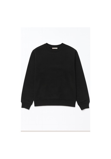 Mixray 2021 Kadın Basic 3 İplik Sweatshirt Siyah