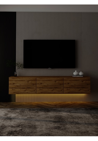 NEON (atlantik çam) IŞIKLI DUVARA MONTE TV ÜNİTESİ