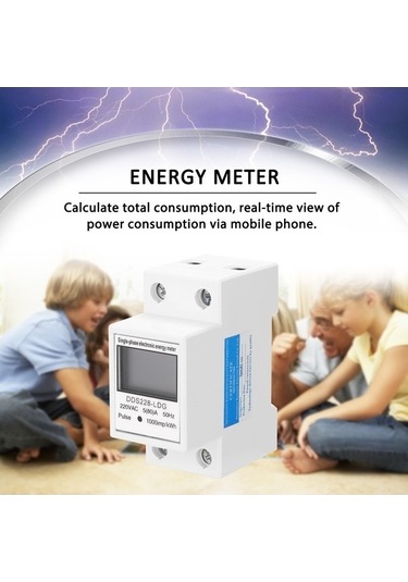 Trendooze 220v Tek Fazlı Lcd Elektrik Sayacı - Dın Ray, Gerçek Zamanlı Tüketim, Dayanıklı Abs
