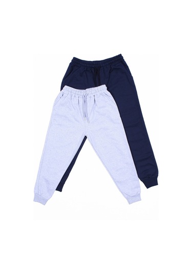 Fyk Kids 2 Li Düz Erkek Çocuk Eşofman Altı Gri - Lacivert