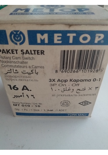 3X16 AMPER TRİFAZE AÇMA KAPAMA ŞALTERİ