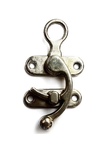 Kancalı Yay Gözü, Ahşap Kutu Klipsi - Büyük, Nikel, 1 Adet Çok Renkli