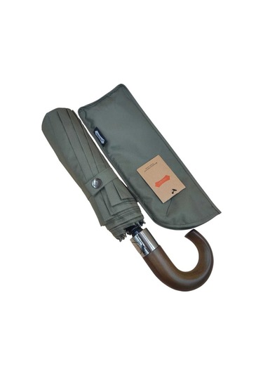 Ahşap Baston Saplı , Fermuarlı Kılıflı Tam Otomatik Şemsiye -bej Genel