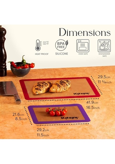 Maoyaya Silikon Pişirme Mat Seti - 2 Yarım + 1 Çeyrek Yaprak, Yapışmaz, Bpa Free, Profesyonel Fırın Tepsisi Diğer