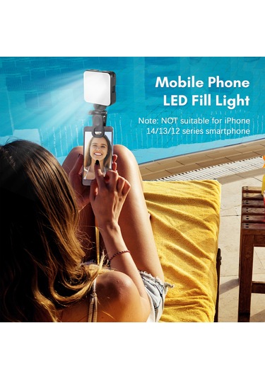 Andoer W64 Mini Klipsli Cep Telefonu Led Video Işığı Siyah Siyah