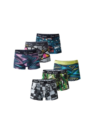Josejuan 6'Lı Erkek Boxer Baskılı Koton Likralı 54502 - Xl