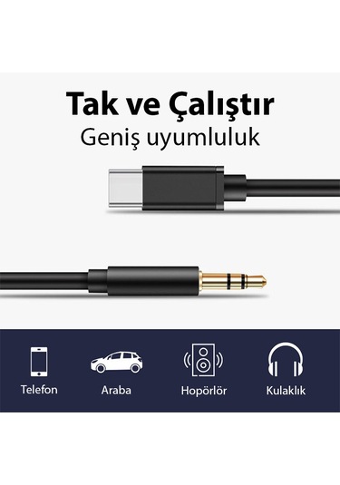 Ally Type-c To 3.5 Mm Audio Aux Kablo Siyah