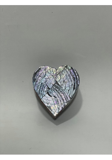 Sedef Kaplama Kalp Model Kadife Hediye Kutusu Orta-model 1