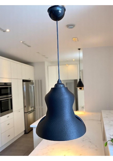 Beton Görünümlü Şık Ve Modern İskandinav Avize Rustik Ampul Hediyeli Siyah