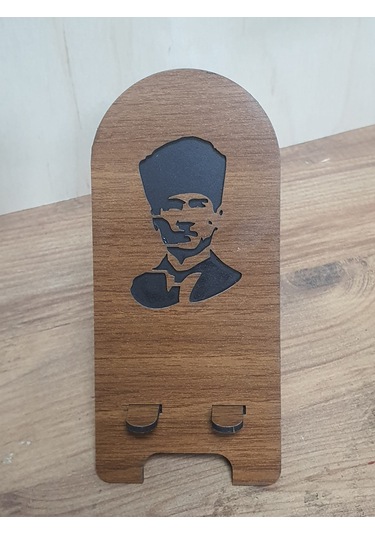 2 Adet Ahşap Atatürk Telefon Tutucu Masaüstü Telefon Stant