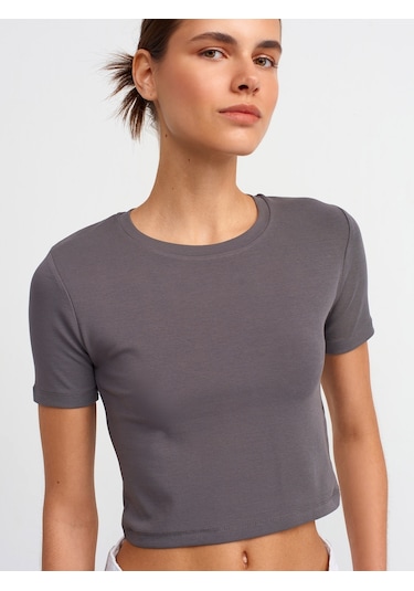Dilvin Crop T-shirt Füme