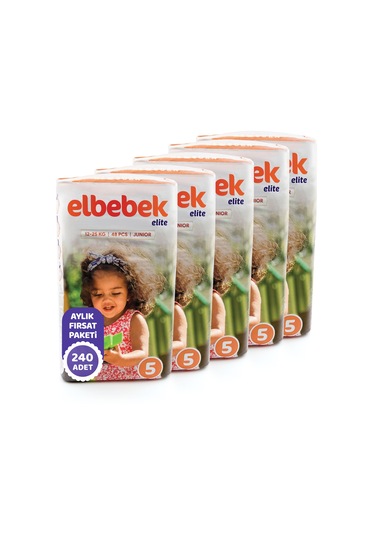 Elbebek Elite Bebek Bezi 5 Numara Junior Fırsat Paketi 240 Adet 5'li