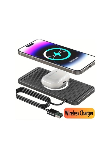 Honeybeeshop Araba Kablosuz Sarj Standi Siyah Hizli Sarj Istasyonu Kaymaz Mat Telefon Kulaklik Sarj Taban Iphone Samsung Galaxy Uyumlu S24 S23 S22 Siyah