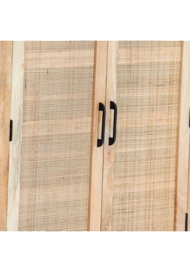 Evora Rattan Detaylı Masif Büfe Ceviz