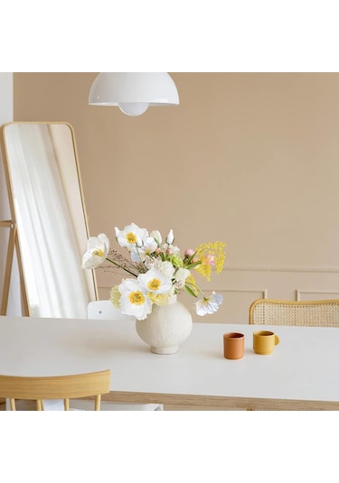 Yapay Çiçek Gelincik Çiçeği Beyaz Renk 3 Çiçek 1 Tomurcuk 59cm