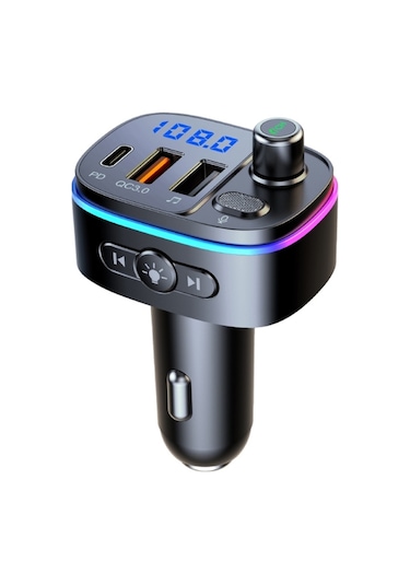 Sones T65 Araç Bluetooth Fm Verici Çift Usb Tip-c Qc3.0 Şarj Cihazı