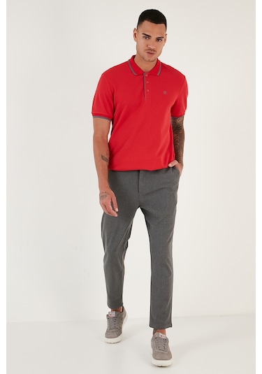 Buratti Pamuklu Slim Fit Şerit Detaylı Düğmeli Polo Yaka 4'Lü Paket Erkek T Shirt 5902118S4 Siyah-Kırmızı-Antrasit-Lacivert