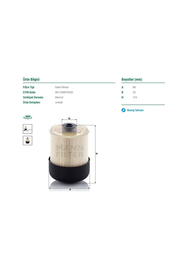 Man Mazot Fıltresı Captur Clıo Iv Duster Dokker Lodgy Kangoo Iv Symbol Iı Sandero Stepway Iı 1.5 K9 MR00-MAN-PU9011ZKIT