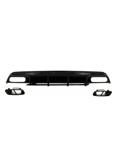 Mercedes W176 2016-2018 A45 Uyumlu Yedek Parça Difüzör & Egzoz Seti Parlak Siyah - Siyah Egzoz İle Amg Paket İçin