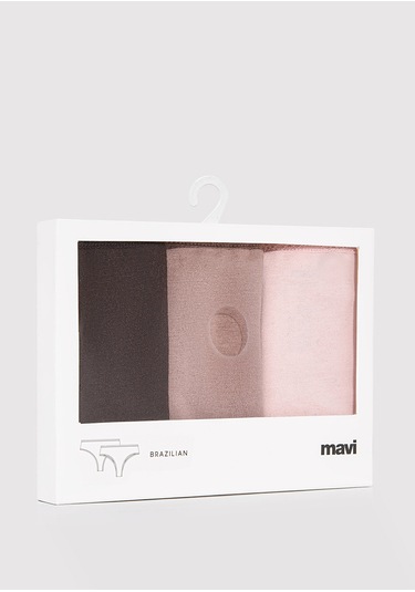 Mavi - 3lü Brazilian Külot 1914123-17865 Pembe