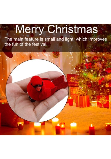 Qingmipy Kırmızı Kuş Şekilli Noel Ağacı Süsleri - Köpük Ve Tüyden Yapılmış 10'lu Set