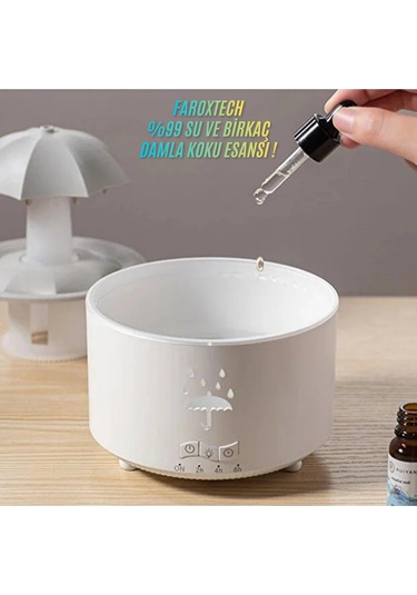 Şemsiye Tasarımlı Rgb Işıklı Aroma Difüzör & Nemlendirici Dönen Su Efektli - Oda Kokulu