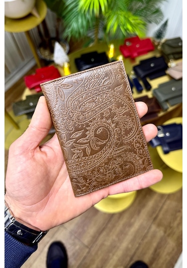 Premium Deri Ruhsat Kılıfı Ve Anahtarlık Seti Taba Motifli