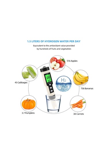 Yy-400 4'ü 1 Arada Su Kalitesi Test Kalemi, Hidrojen İyon İçeriği, Arka Aydınlatmalı Hidrojen Zengini Test Cihazı, Hidrojen Zengini Su Test Kalemi.