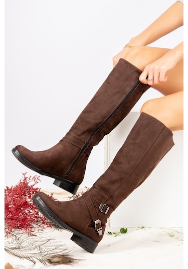 Fox Shoes Kahverengi Süet Kadın Çizme E726203402