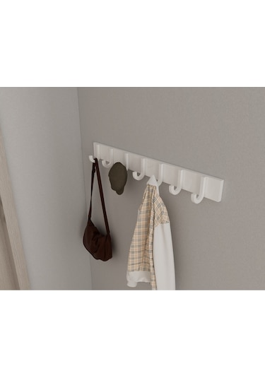 Hepsi3boyutlu Modern Duvar & Kapı Baston Askılık - 7 Adet Beyaz J Askılık - Model No : 6 Beyaz