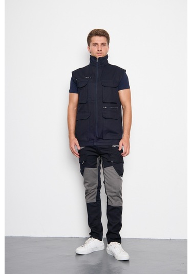 Orange Safety Lacivert Takım Mısır Harman Karışımı Yelek + Panto 001