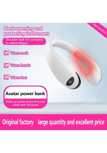 Ulzyvf Şarj Edilebilir 8000mah Boyun Isıtıcı - 3 Sıcaklık Modlu Ağrı Giderici & Powerbank Beyaz Beyaz