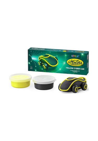 Hey Clay Hava İle Kuruyan Kil 2'li Kutu - Sarı Siber Araba renkli