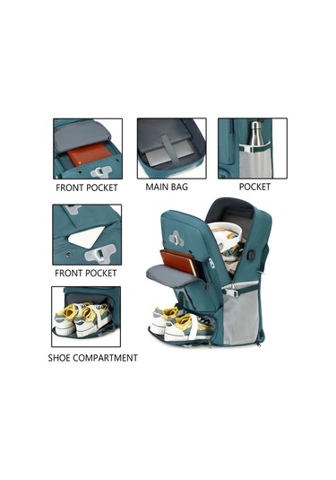 Chuangyinshop Siyah Erkekler İçin 17.3 İnç Laptop Çantası Büyük Kapasiteli Ayakkabı Bölmeli Omuz Çantası Pudra