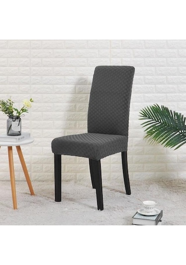 Gri Yemek Odası Için Jakarlı Sandalye Kapak Spandex Streç Sandalye Ziyafet Parti Otel Için Koltuk Kılıfı Kapakları