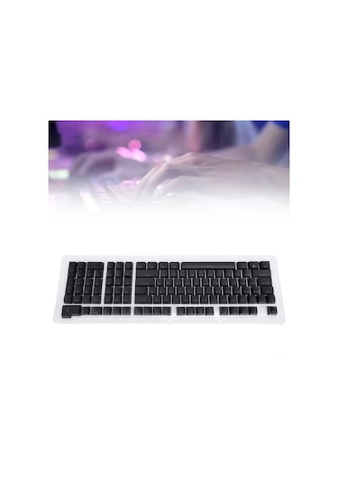 Xindoker Siyah 112 Tuşlu Arapça Klavye Anahtarı, Işık Geçirgen Abs Malzeme, Minimalist Mekanik Klavye İçin, 61-108 Tuşlu Klavyelere Uyumlu
