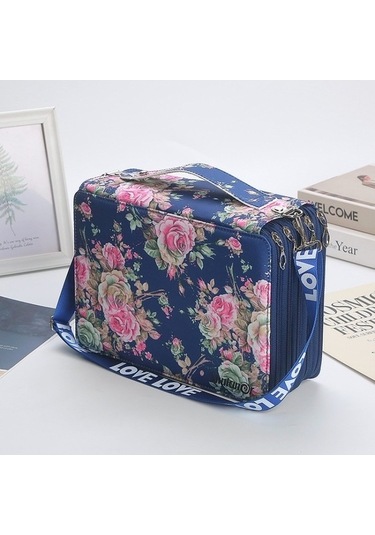 Willowhaven 252 Delik Mavi Sanat Fırça Kutusu, Büyük Kapasiteli, Taşınabilir, Renkli Kurşun Depolama Mavi