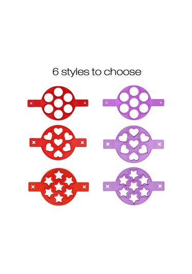 Shineyee Kırmızı Yıldız Şekilli Silikon Yumurta Pişirme Kalıbı - 7 Delikli Yumurta Kalıbı Diğer