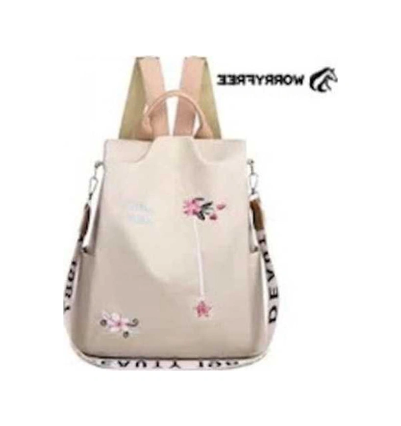 Tongxida Kadınlar İçin Anti Theft Oxford Sırt Çantaları Çin Tarzı Nakışlı Açık Bej Açık Bej